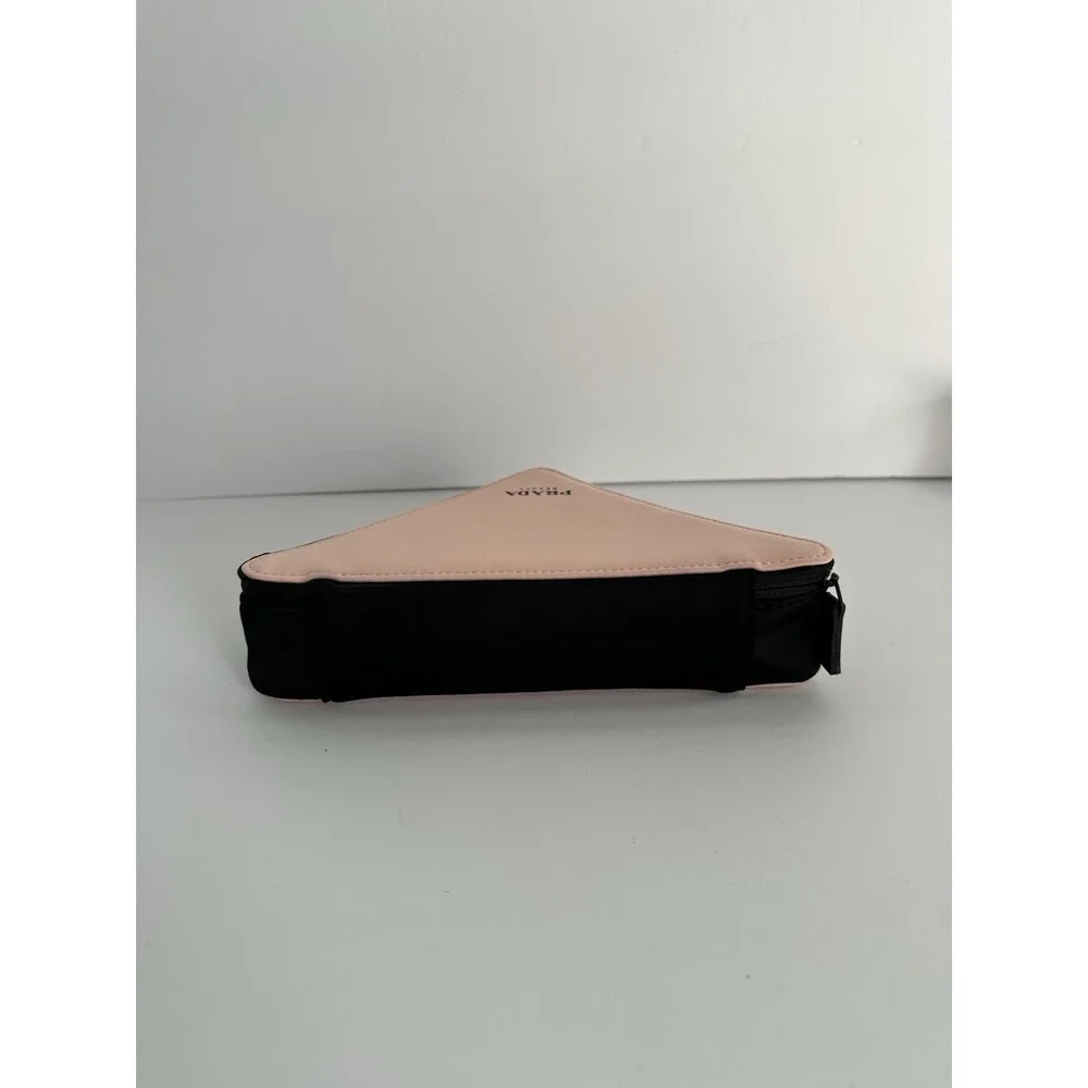 Prada Beauty Pink and Black Triangle Travel Storage Makeup Case Pouch Bag